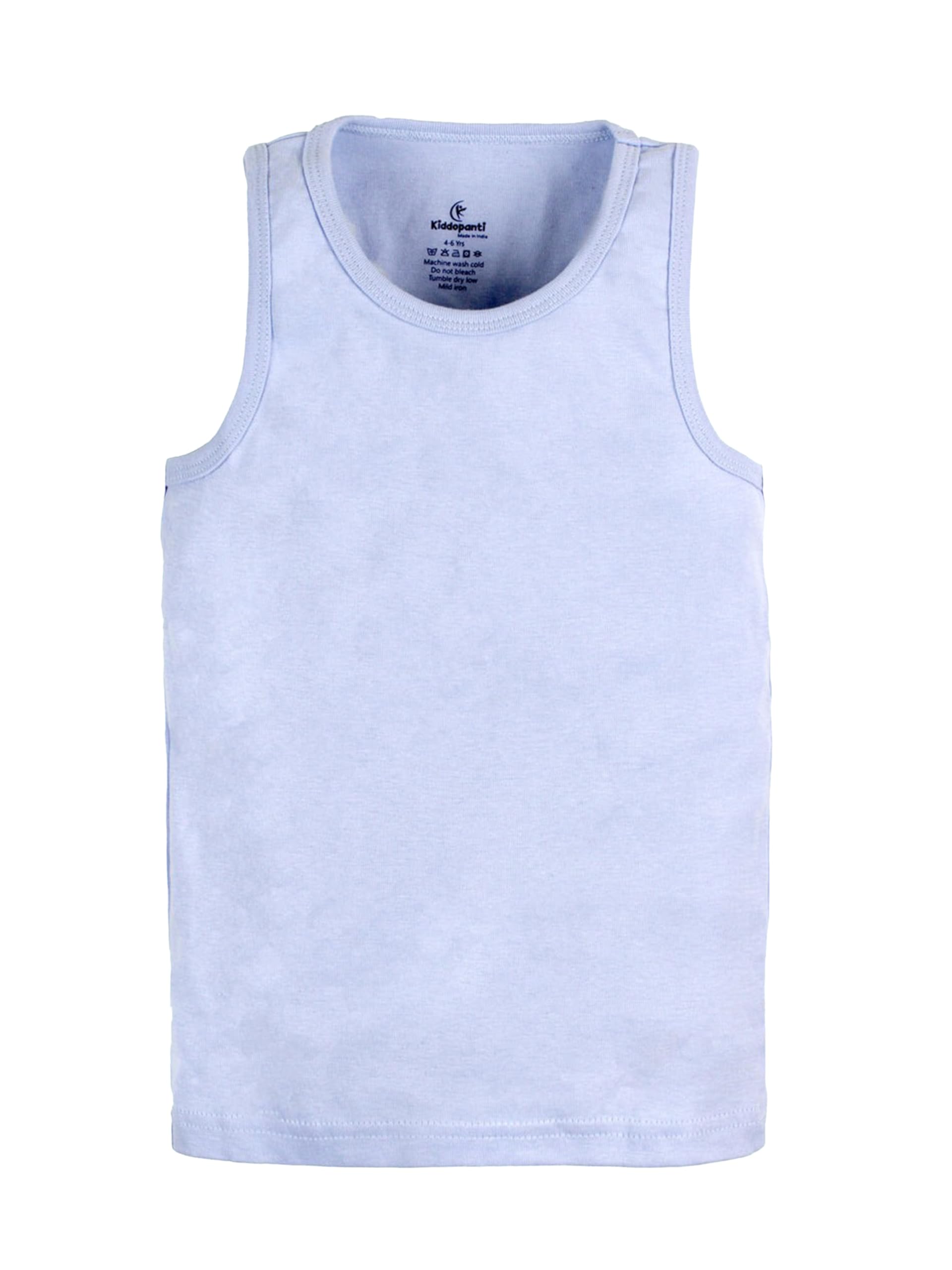 KiddoPanti Boys Cotton Sleeveless Solid Rib Vest Pack of 3, Dark Grey/White/Ice Blue - 12-14Y - Image 5 thumbnail