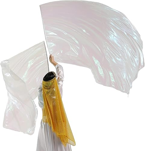 Miniatura 7 de Wuchieal 1 bandera de alabanza semicírculo de 55 x 74 pulgadas, bandera de semicírculo metálica de alabanza con varilla escalable (blanco