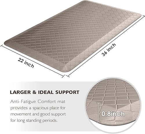 Vista 149 de HappyTrends - Tapete acolchado antifatiga de 17.3 x 28 pulgadas, grueso, impermeable, antideslizante, resistente, ergonómico, cómodo, para cocina