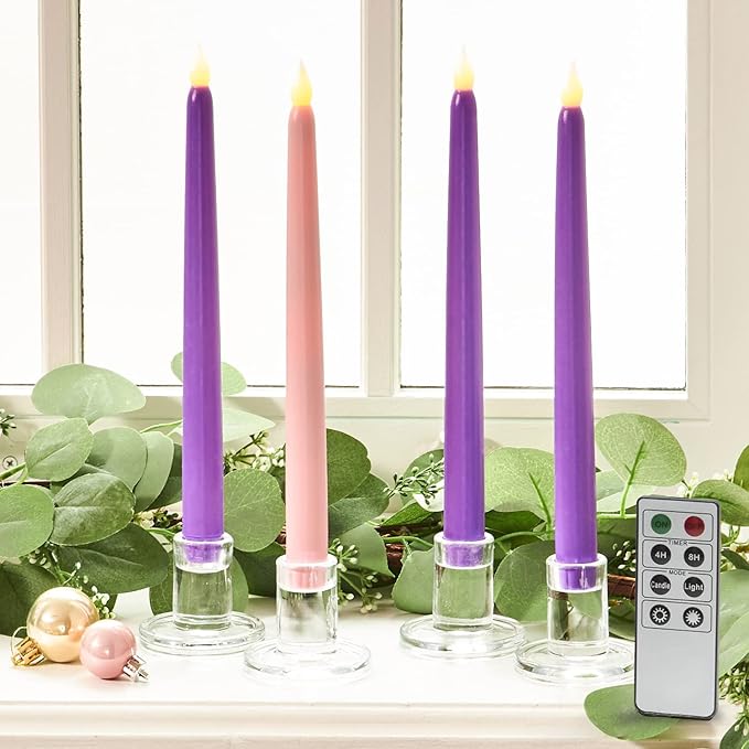 LampLust Modern Advent Candle Set, Battery Powered