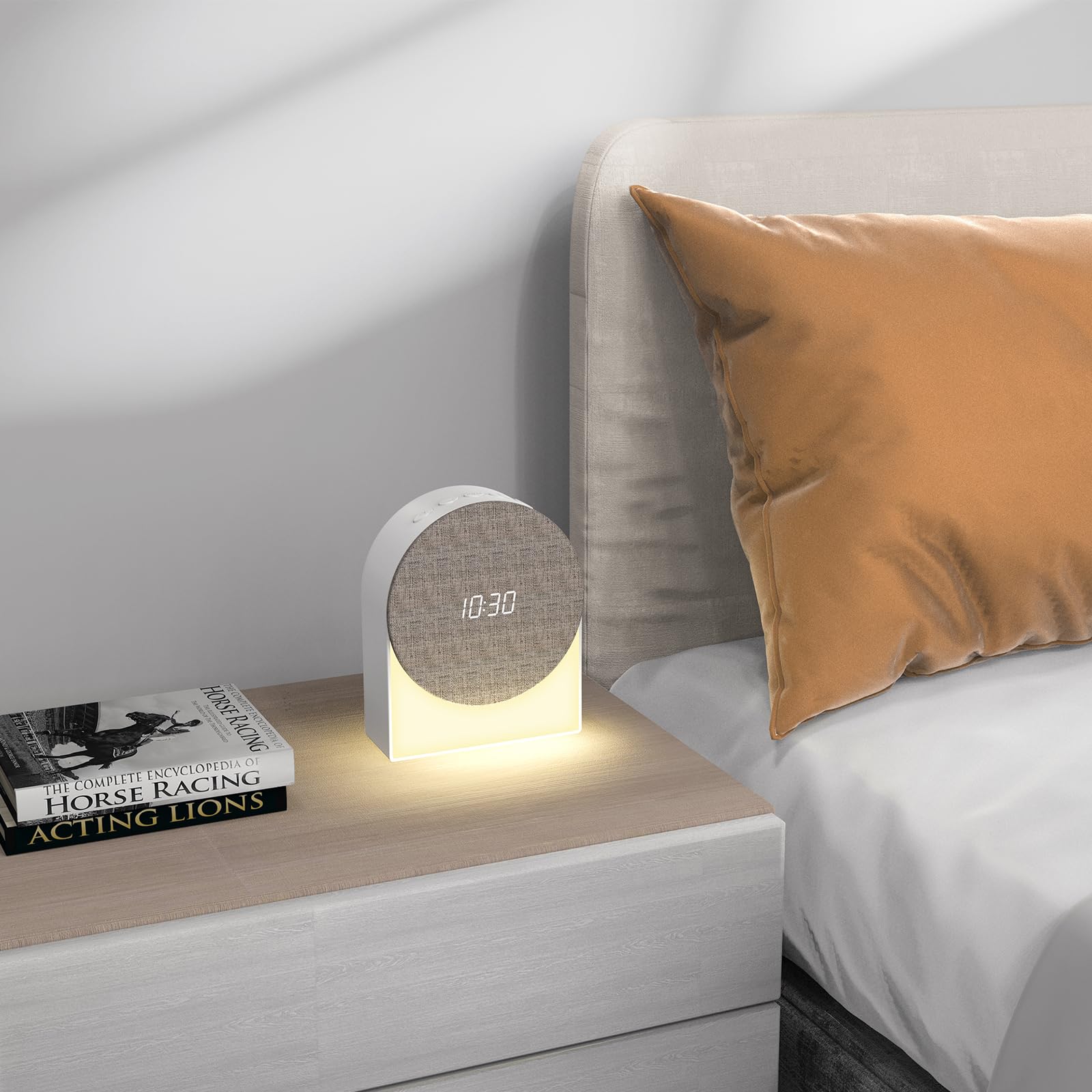 4 en 1 Despertador Digital + Máquina de Sonido + Altavoz Bluetooth + Luz Noche, Gemmac Lámpara Nocturna Despertador de Ruido Blanco Máquina de Sonido Dormitorio Night Light para Bebé, Niños, Guardería