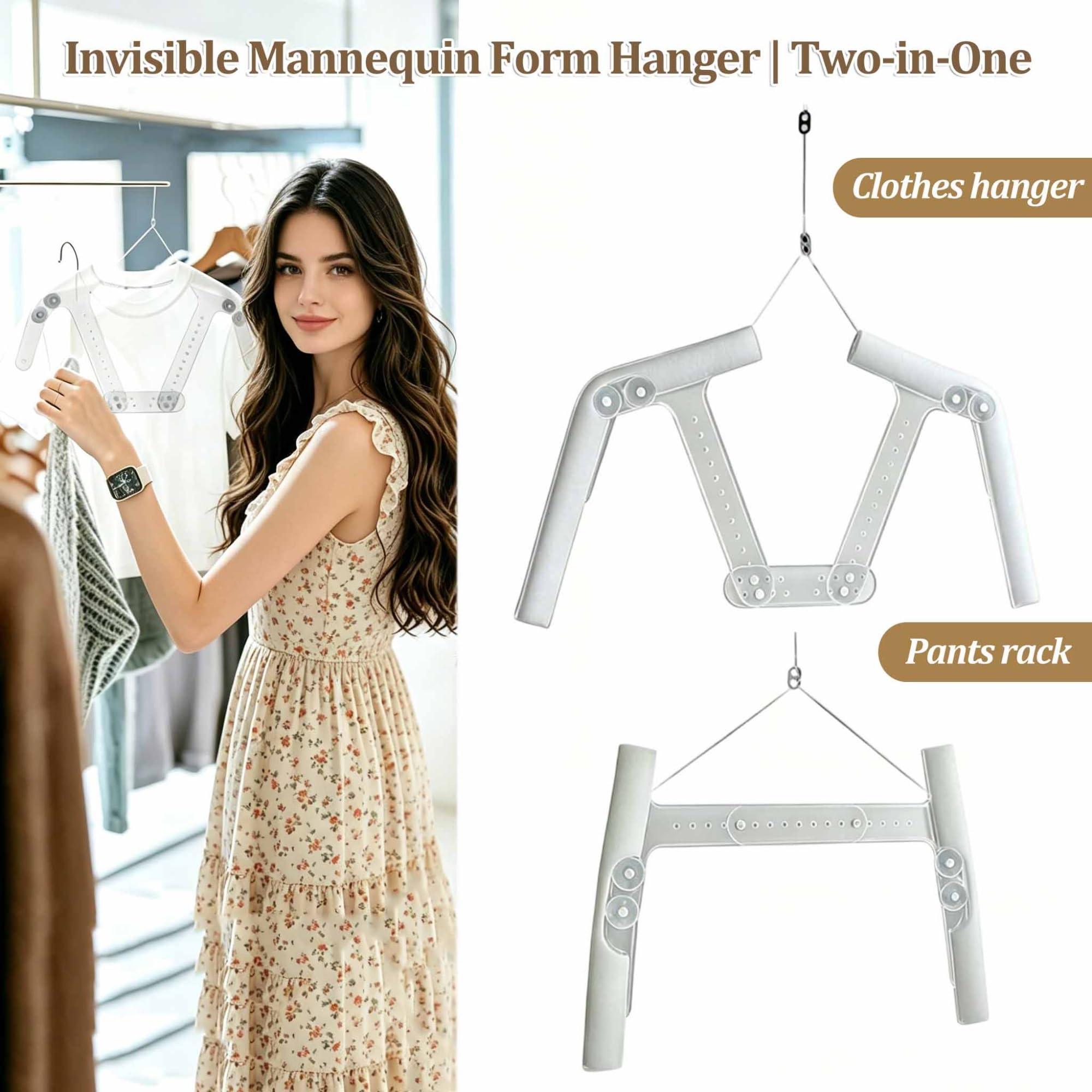 Perchas Transparentes para maniquí, Soporte Ajustable para Camisas, Percha de Moda para Abrigos y Chaquetas, Ideal para boutiques y ferias de fotografía (tamaño: Unisex)(10PCS)