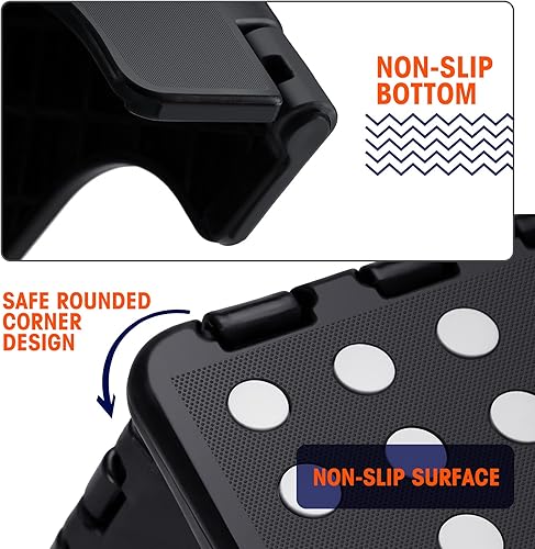 Miniatura 3 de Korpai Taburete plegable actualizado de 13 pulgadas para adultos y niños con capacidad para hasta 300 libras, taburetes plegables antideslizantes