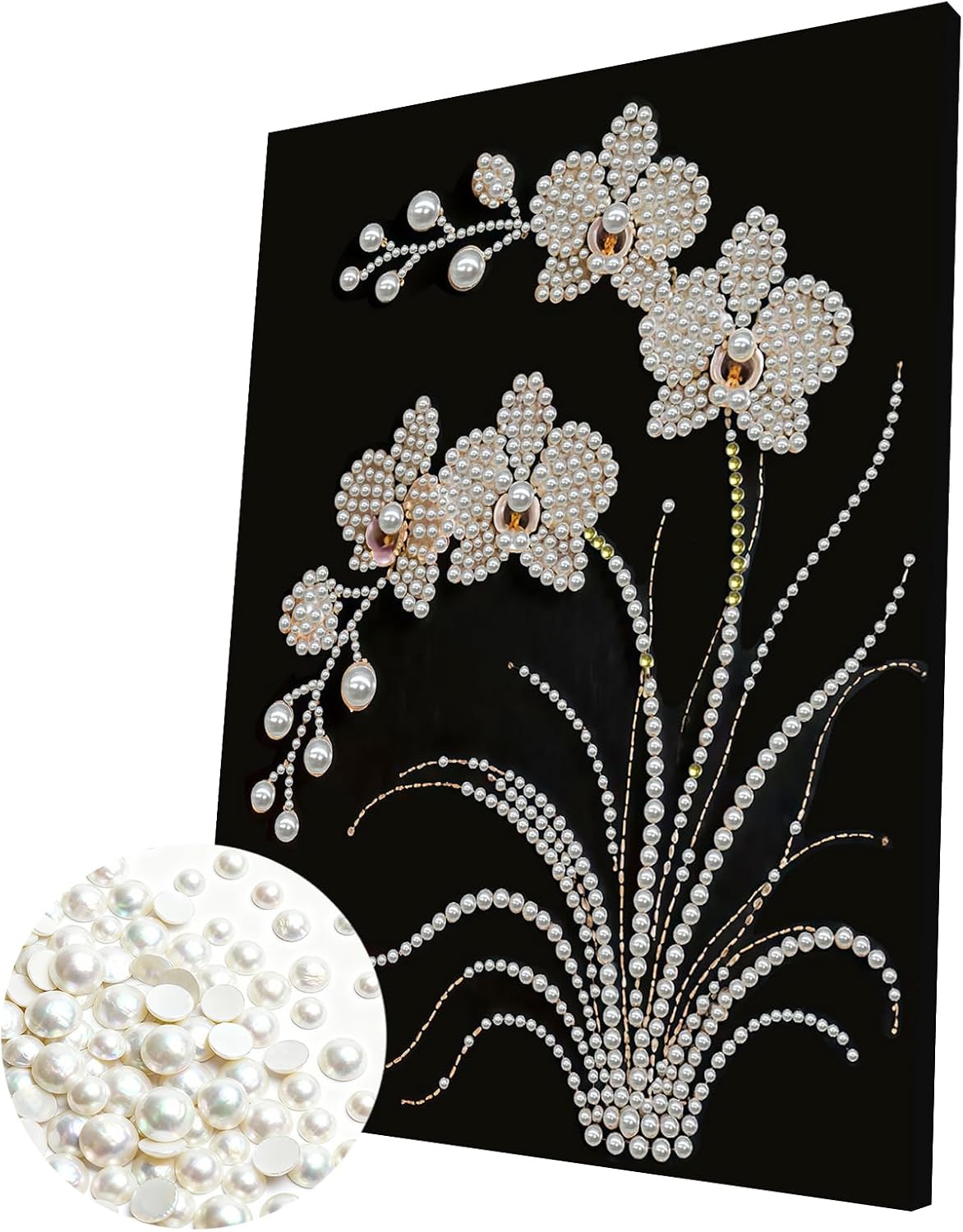 Orchid Pearl Diamond Art Painting Kit with Frame - Complete 30x40cm DIY Craft Set for Adults Home Wall & Room Decor Premium Resin Gems Easy & Fun Mindfulness Art Project Vibrant Bling-Bling Art