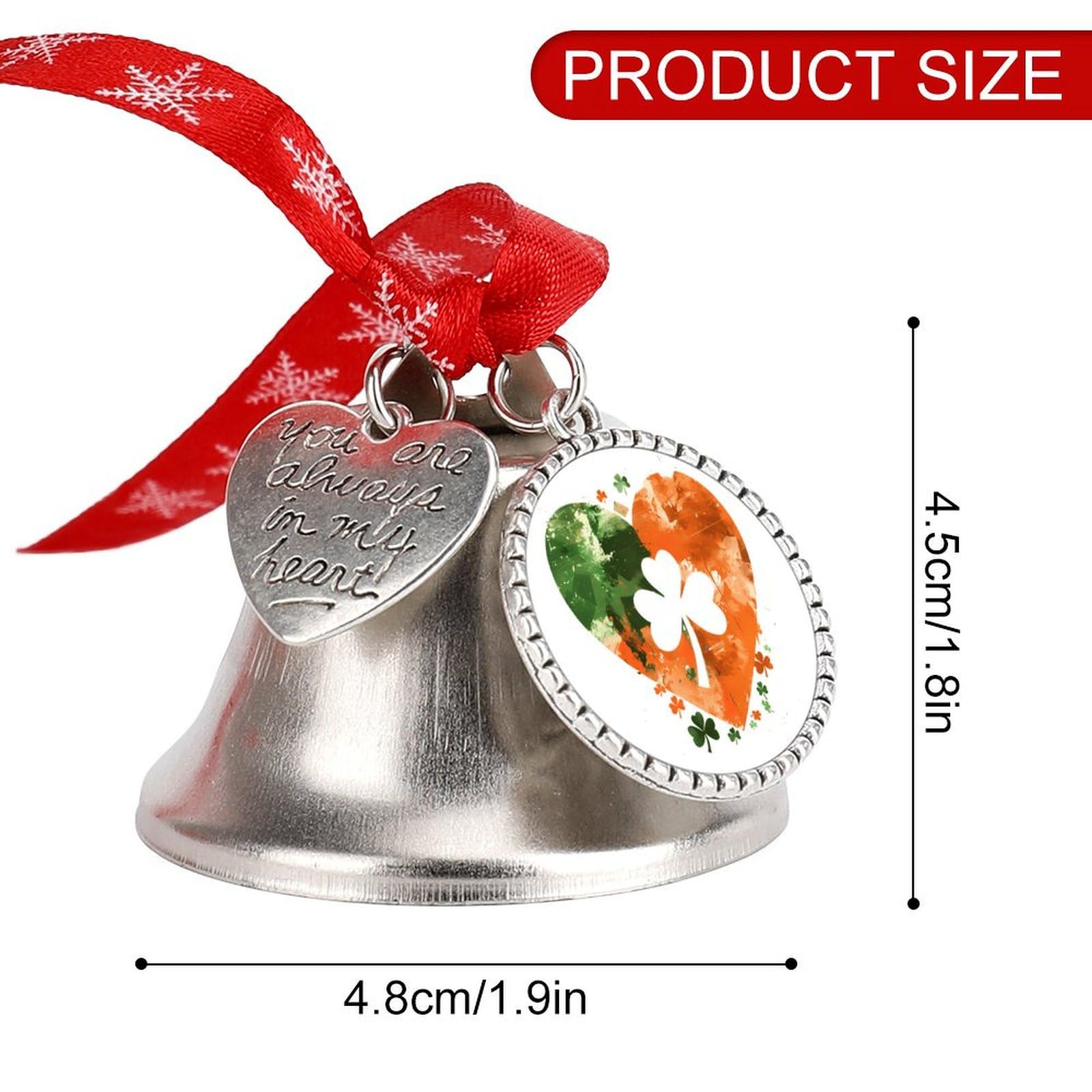 St. Patricks Shamrock_ Ireland Flag Clover Heart Funny Christmas Bell Ornament Cute Xmas Tree Hanging Pendant Decoration for Holidays Party