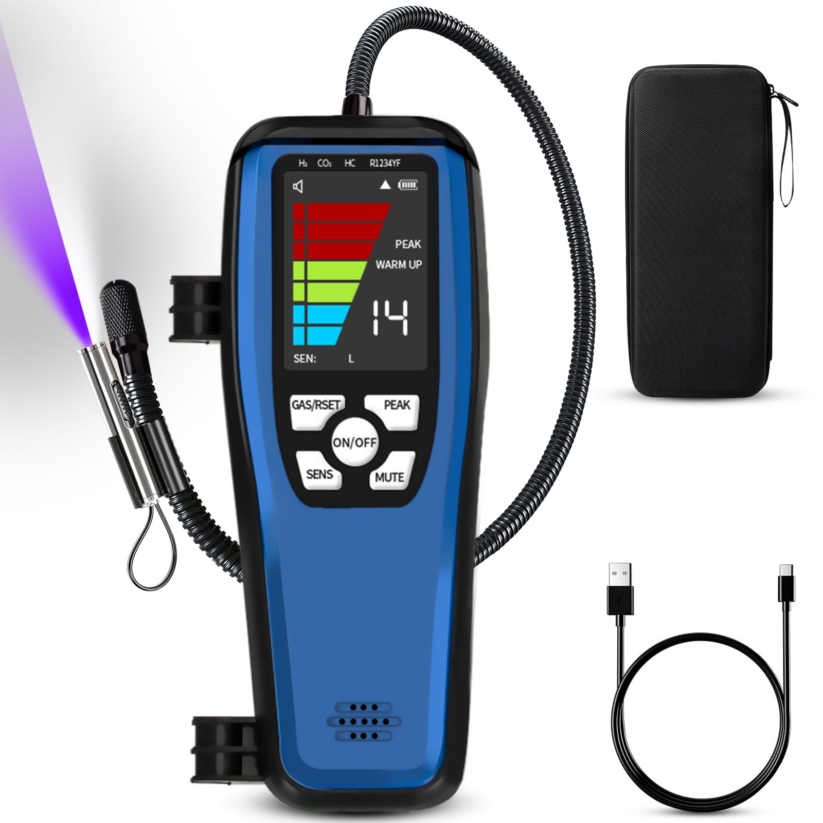 Kältemittel Lecksuchgerät, ALD-200 Freon Lecksuchgerät, batteriebetrieben, Freon-Sniffer, Halogen Detektor für R32, R454B, R134A, R410A, R22, R1234YF, R600a, R290, FCKW, HFCKW, HFKW, HCs, HFO