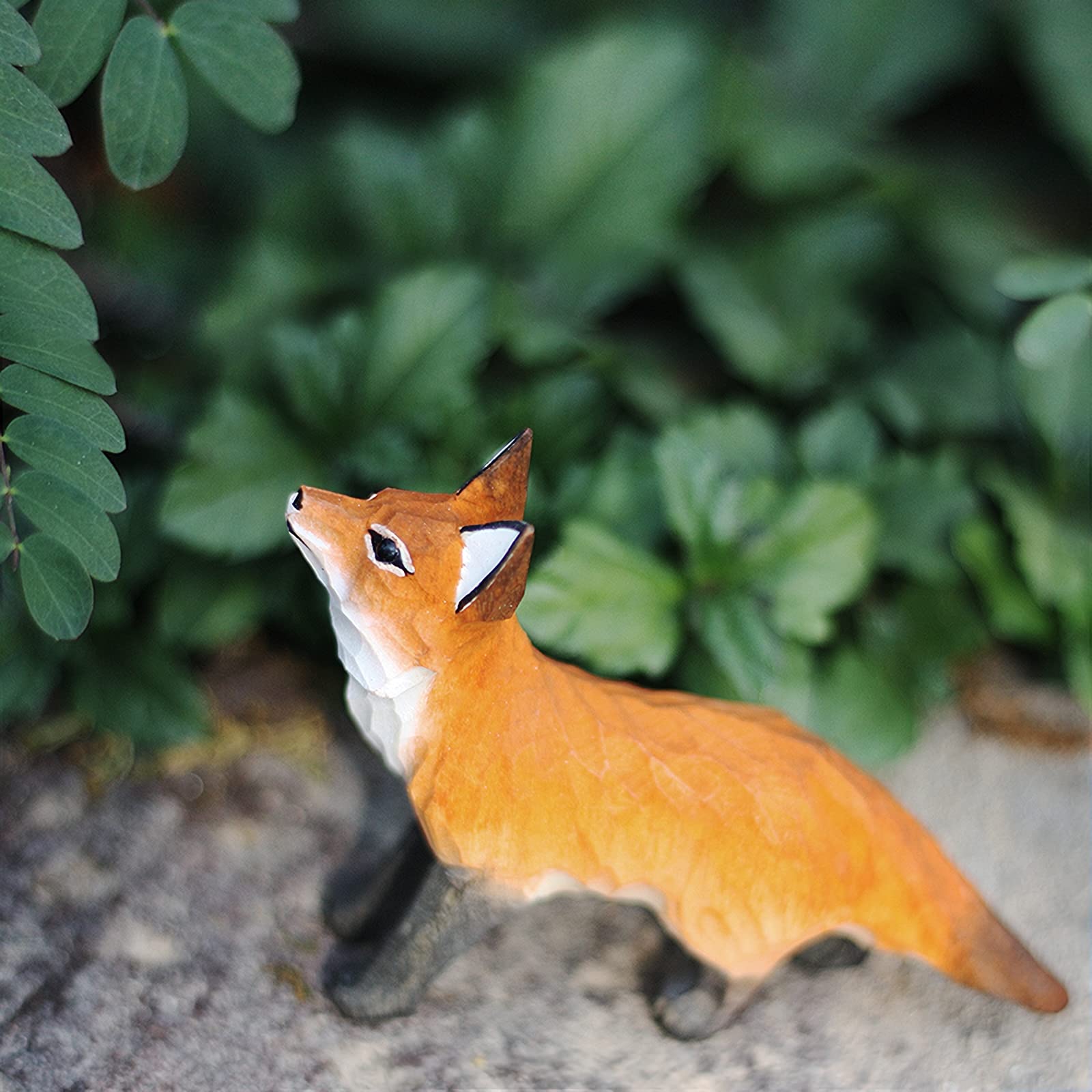 Nordic Style Fox Handmade Wood Carving Solid Wooden Animal Model