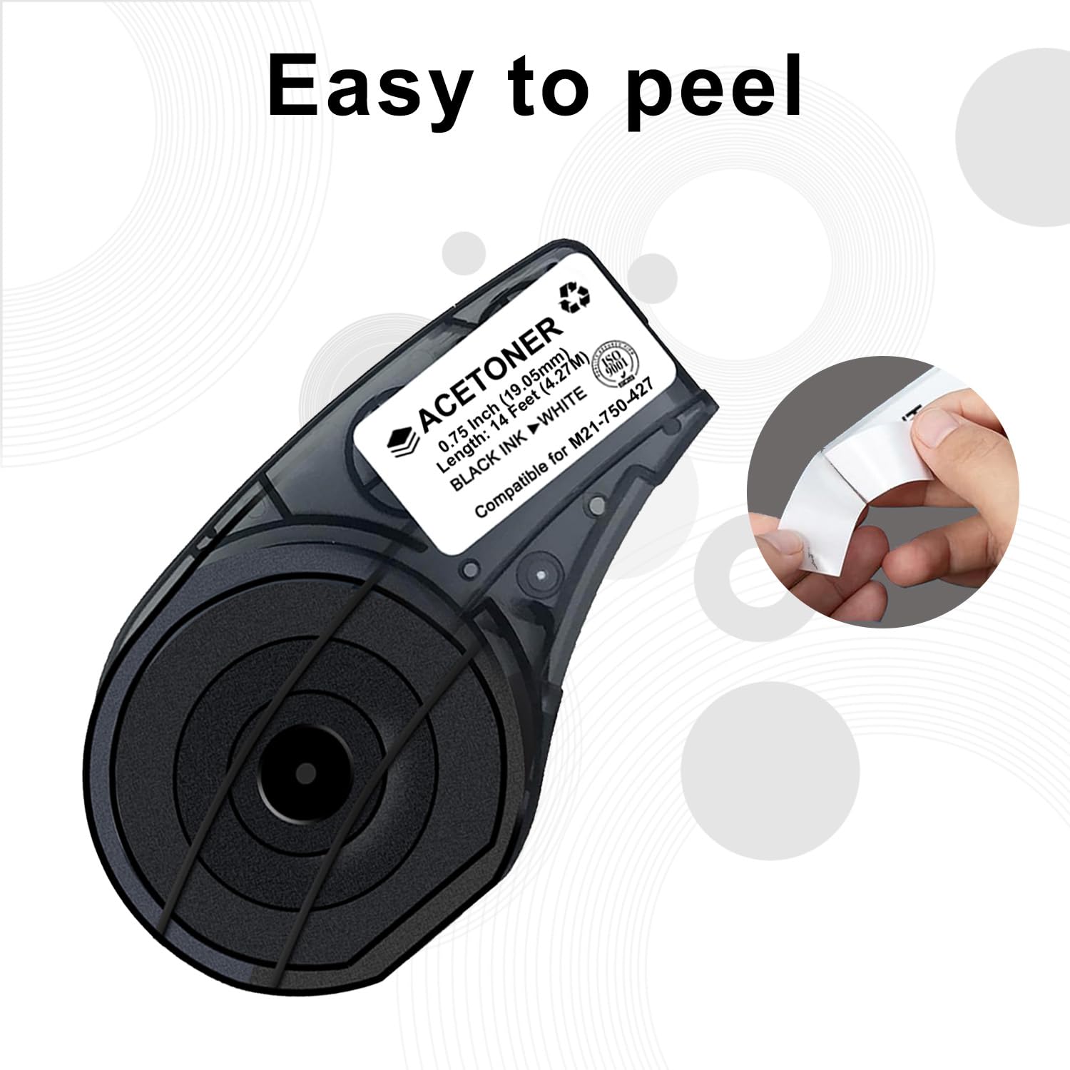 Confezione da 3 nastri adesivi autolaminanti compatibili M21-750-427, 19,05 mm x 4,27 m, filo in vinile e cavi per pannelli di controllo/quadri elettrici, nero su bianco