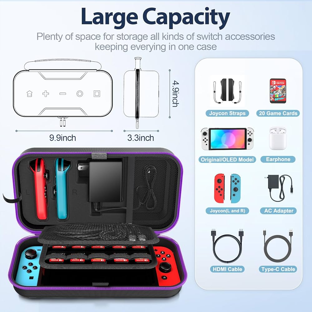 Amazon.com: Switch Carrying Case Compatible with Nintendo & OLED