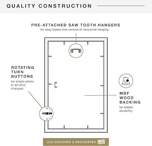 Vista 635 de MCS Studio Gallery Marco para póster de 16 x 24 pulgadas, imitación de veta de madera de color negro, colgar en horizontal o vertical, grande