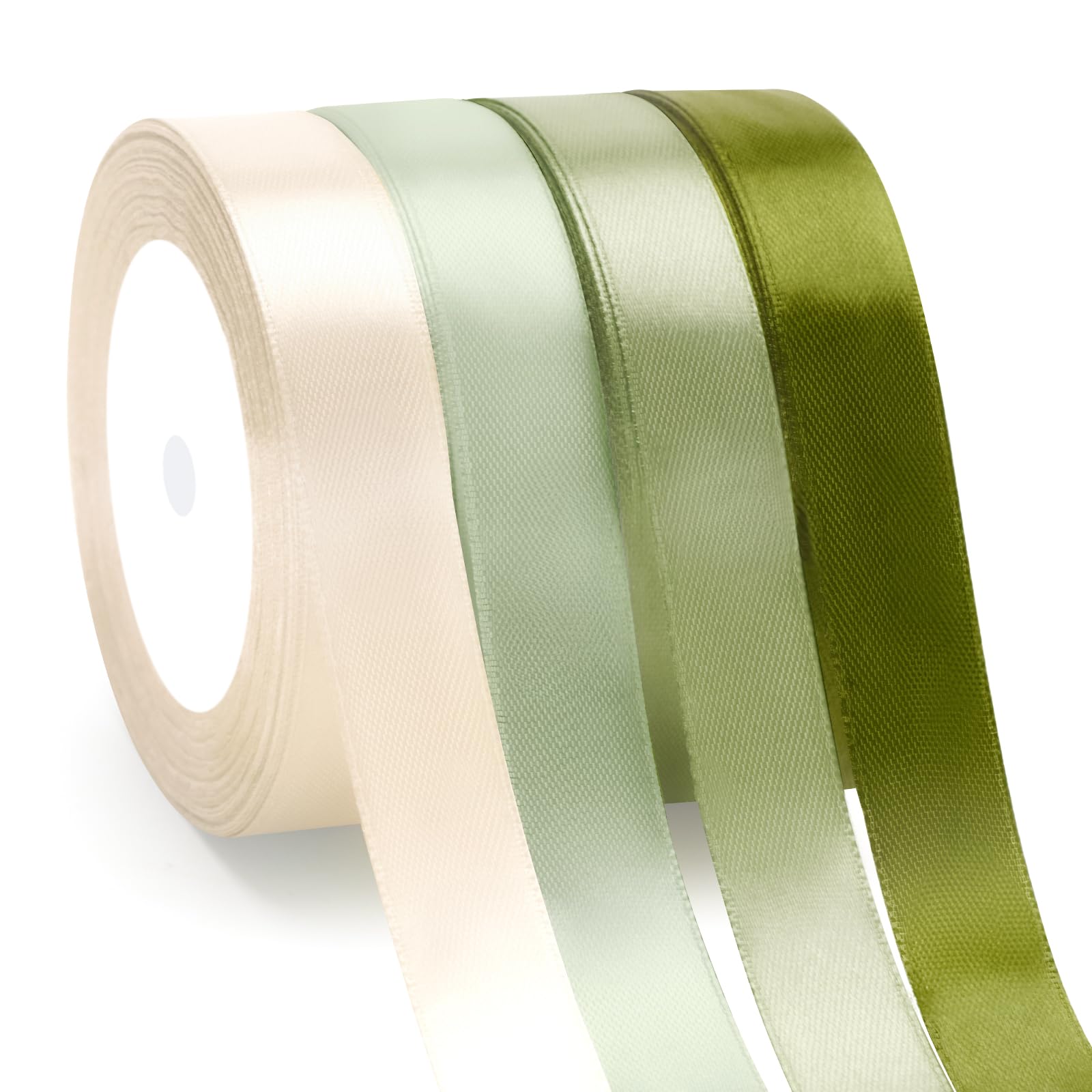G2PLUS Sage Green Satin Ribbon for Gift Wrapping, 4 Rolls, 20mm x 22m