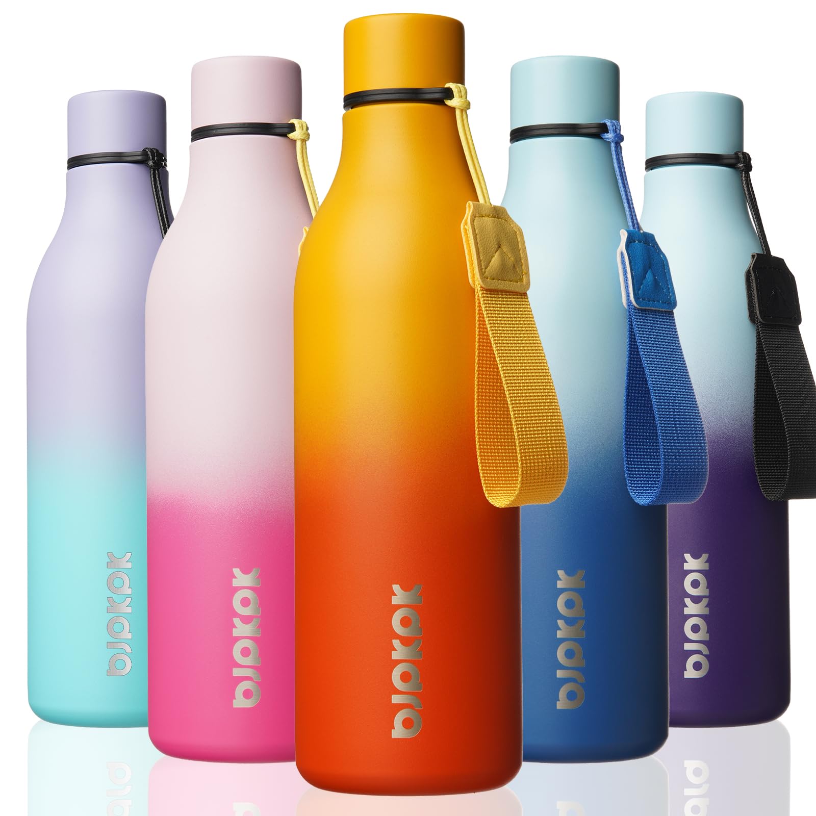 BJPKPK 25oz Insulated Water Bottle, Stainless Steel Bottle with Carry Strap | Keep Cold &amp; Hot Vacuum Insulation, Leak-Proof BPA-Free Design, Slim Bottle Fits Most Cup Holders for Gym, Office &amp; Travel