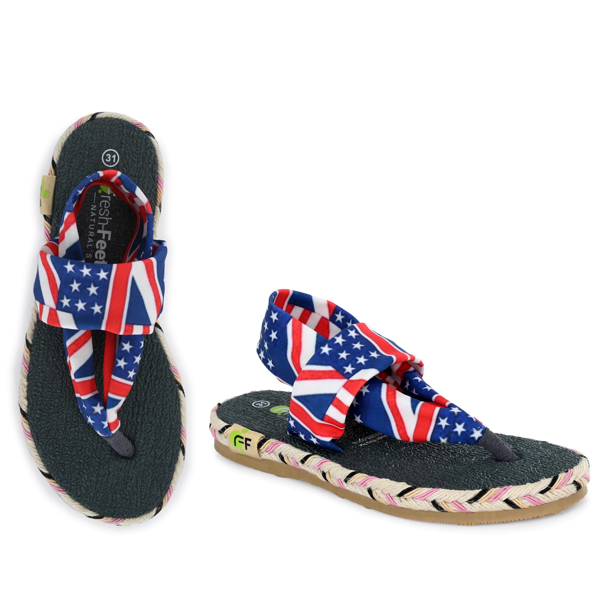 Fresh Feet Yoga Mat Flats Sleeper for Kids Girls - (American Print, Size 11) 3