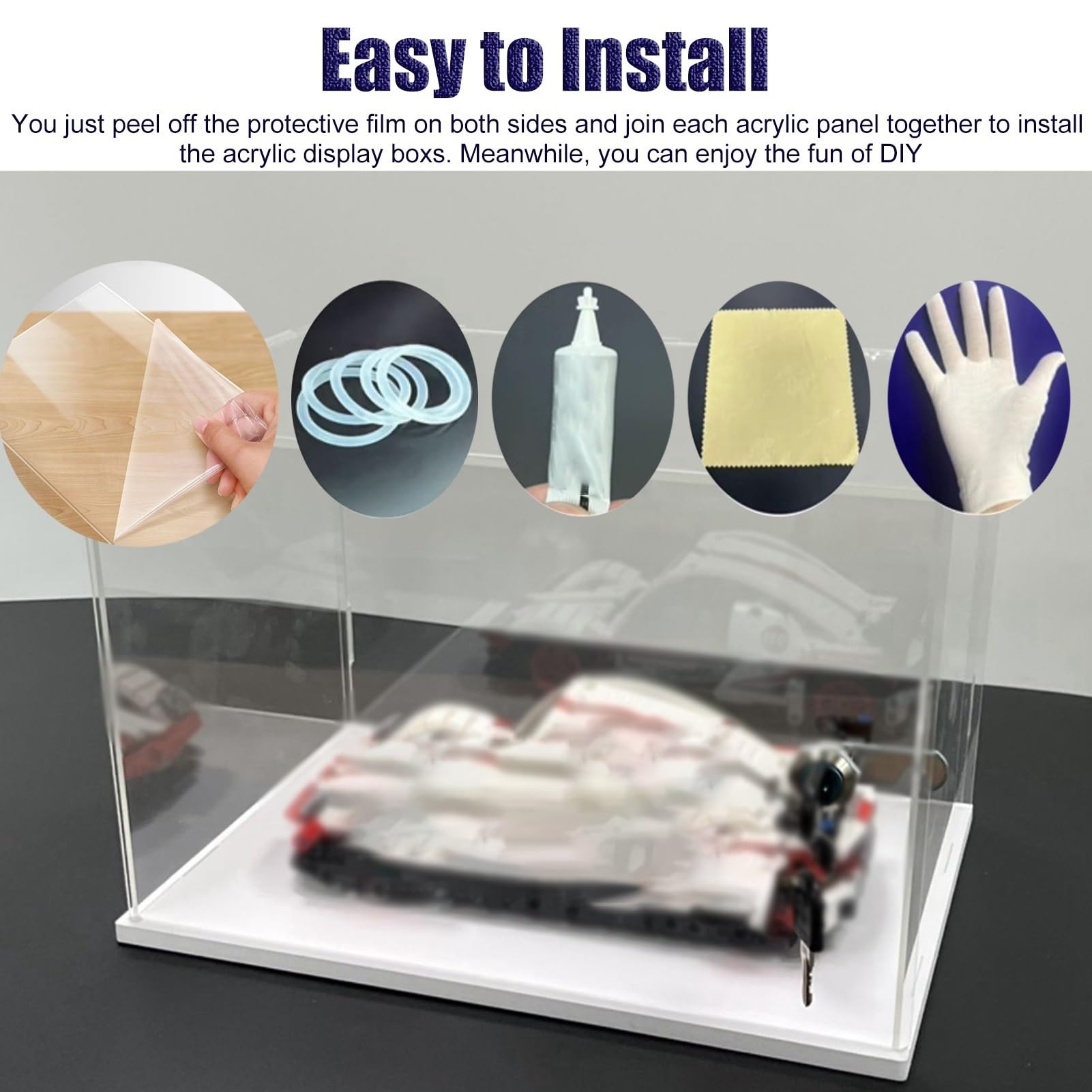 Teca Plexiglass Vetrina in Acrilico con Serratura e Chiave, Ampia Vetrina Trasparente da Banco con Anta, Organizzatore Antipolvere per Figure/ Oggetti da Collezione/ Bambole(L25xW40xH20cm/10x16x8")