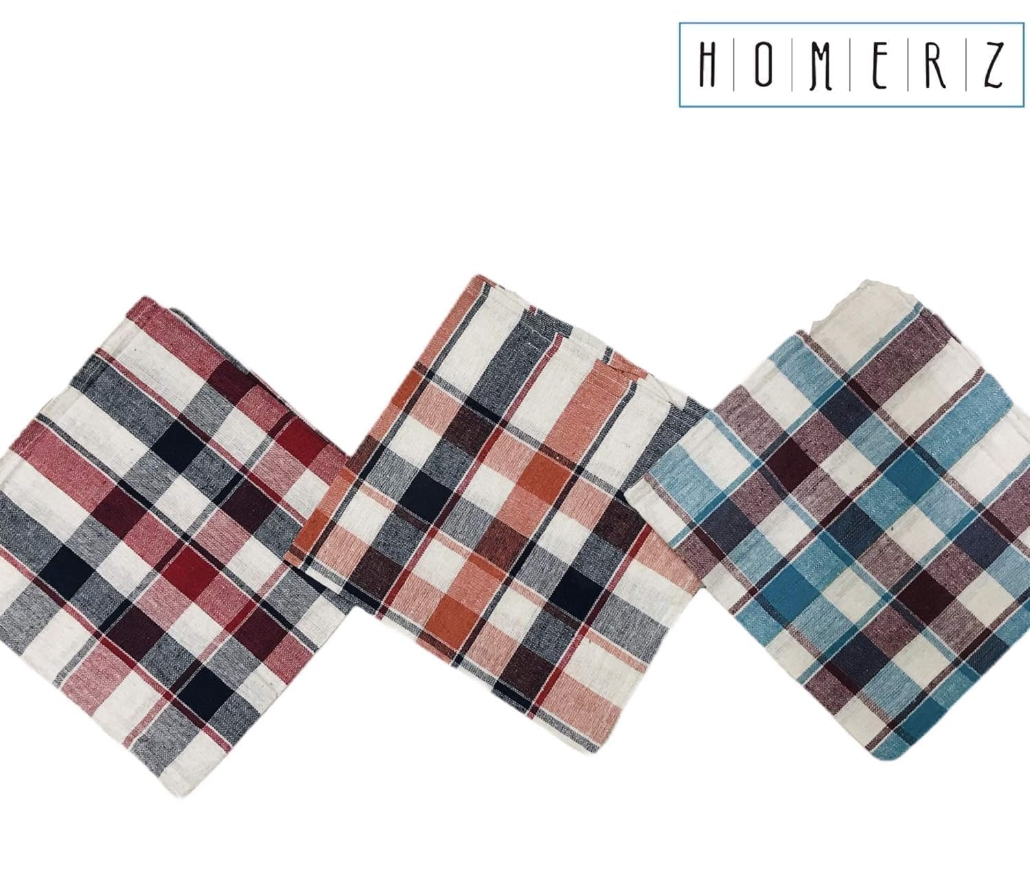 Homerz Check Style Set of 10 Kitchen and Cleaning Multipurpose Cloth | 100% Cotton | 21 x 21 Inch Guaranteed Exact Size (Pack of 10) 1