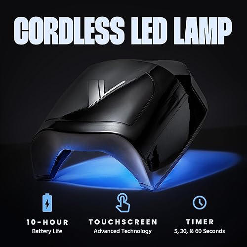 Miniatura 2 de V Beauty Pure Lámpara de uñas UV inalámbrica (negro) - Luz UV portátil de 36 W para uñas de gel con múltiples ajustes de temporizador - Secador de