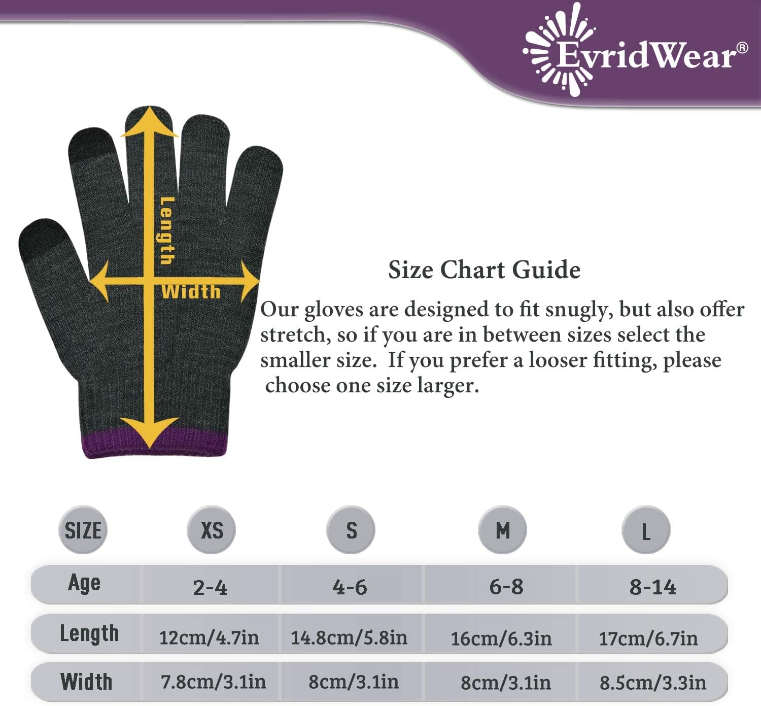 Evridwear Kids Winter Gloves, 3 Pairs Touchscreen Knitted Warm Stretch Gloves for Boys and Girls Cold Weather