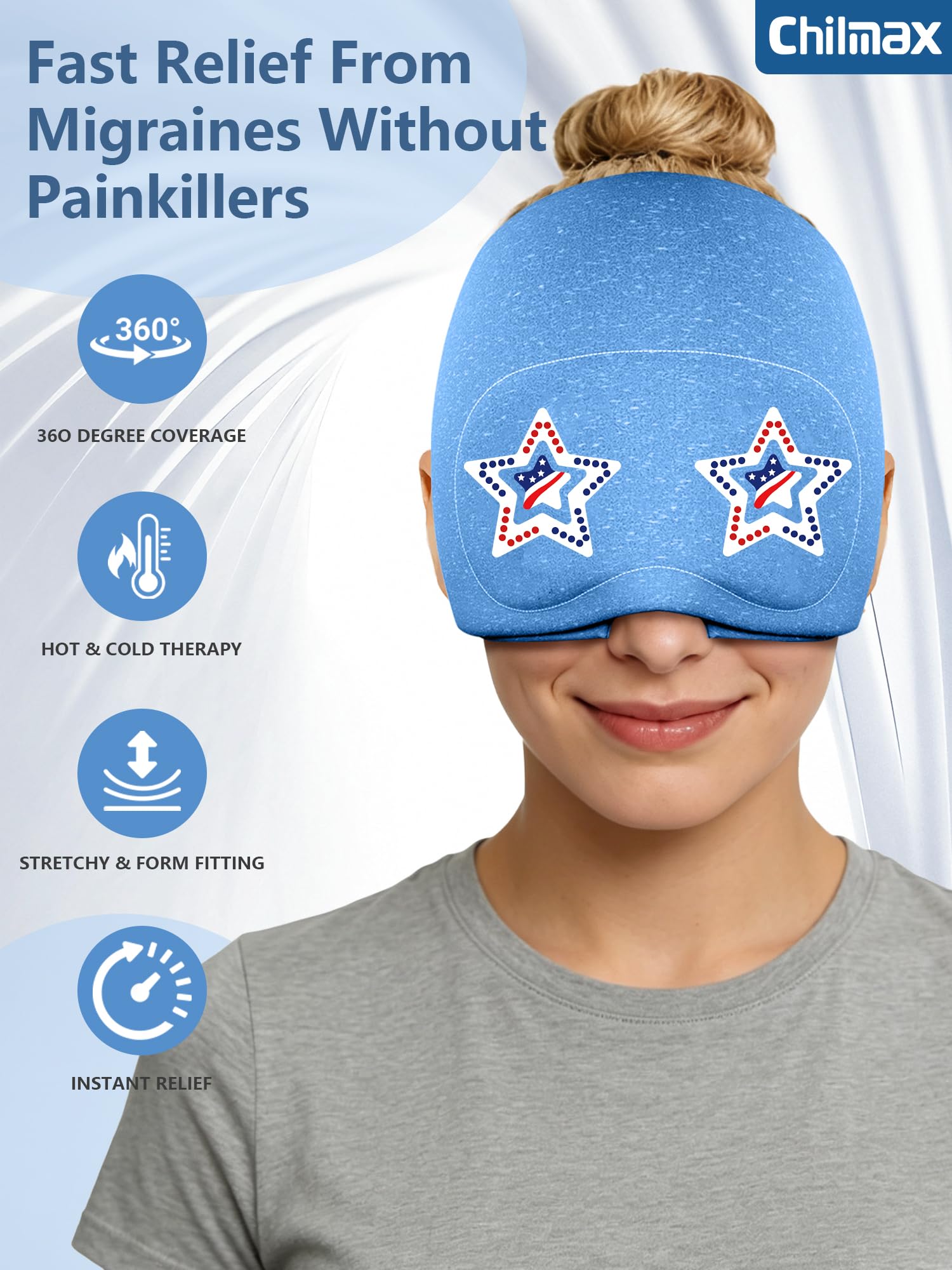 Gorro de alivio de migraña con máscara de ojos deslizante, alivio