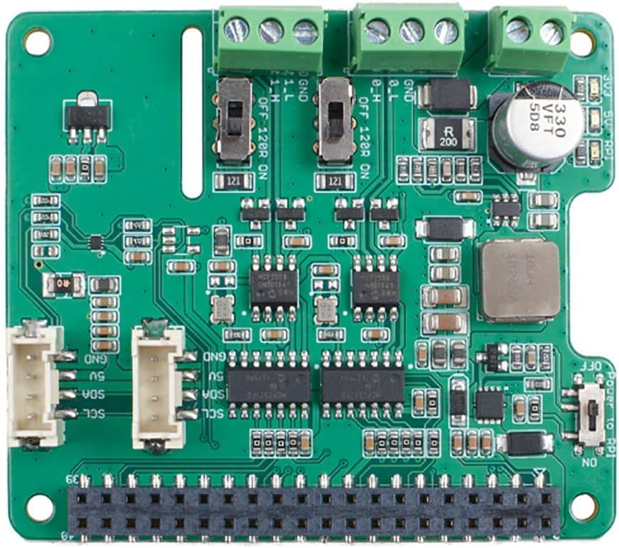seeed studio 2-Channel CAN-Bus(FD) Shield HAT for Raspberry Pi Supports CAN FD Protocol Transmission Speed up to 8 Mbps SPI Interface