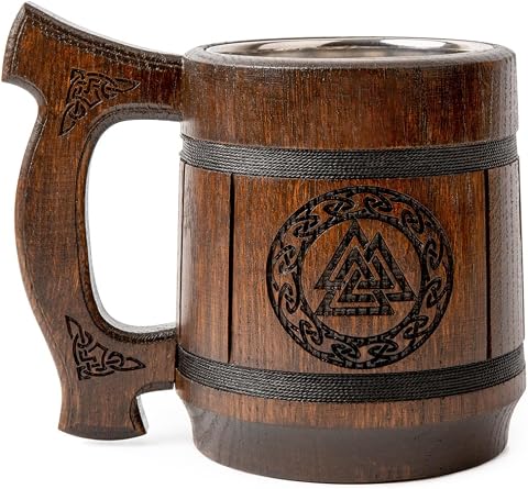 TESLYAR 0.6 Taza vikinga | Regalo Vikingo | Regalos vikingos para hombre | Jarra de cerveza | regalo hombre navidad | regalo hombre | una Señal | Recuerdo Retro | Hacha Vikinga