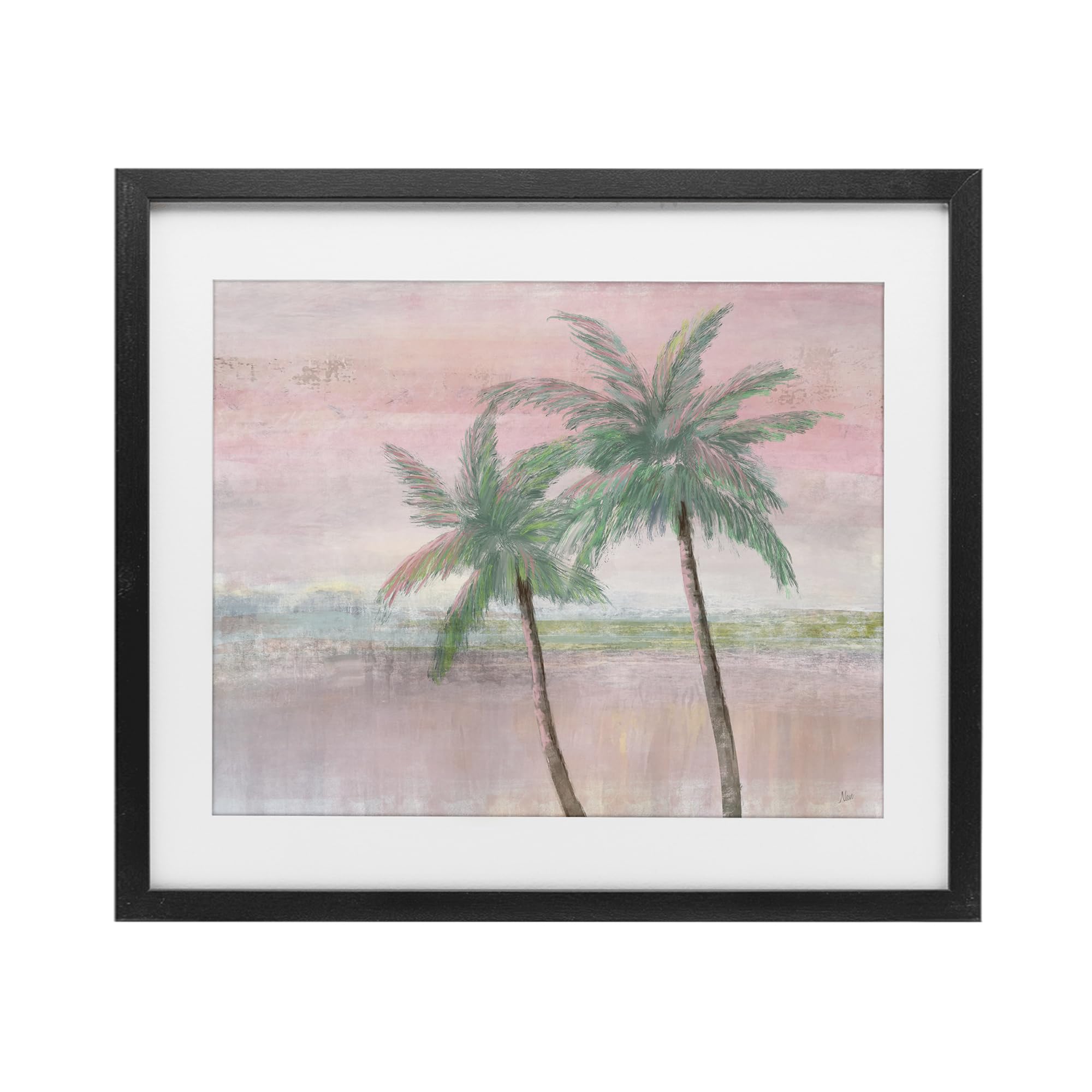 Stupell Industries Midnight Black (Textured) 'Sunset Palms At Dusk'| Framed Print Under Glass