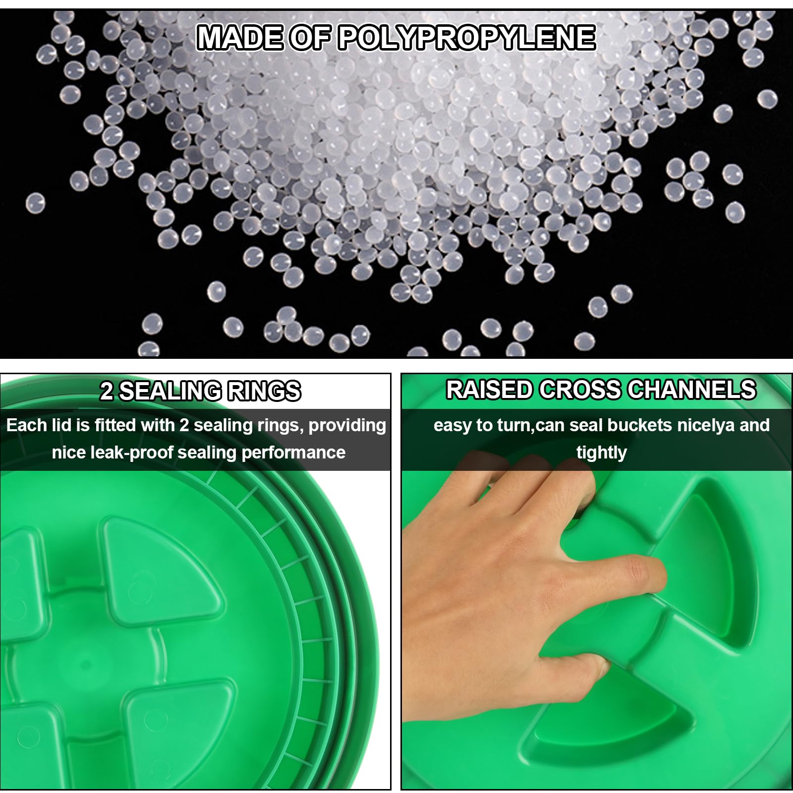 4 coperchi a prova di perdite da 5 galloni in plastica per uso alimentare, coperchi con chiusura a vite, coperchio a vite per secchio per animali domestici, mangiatoie per polli e vernici, compatibili