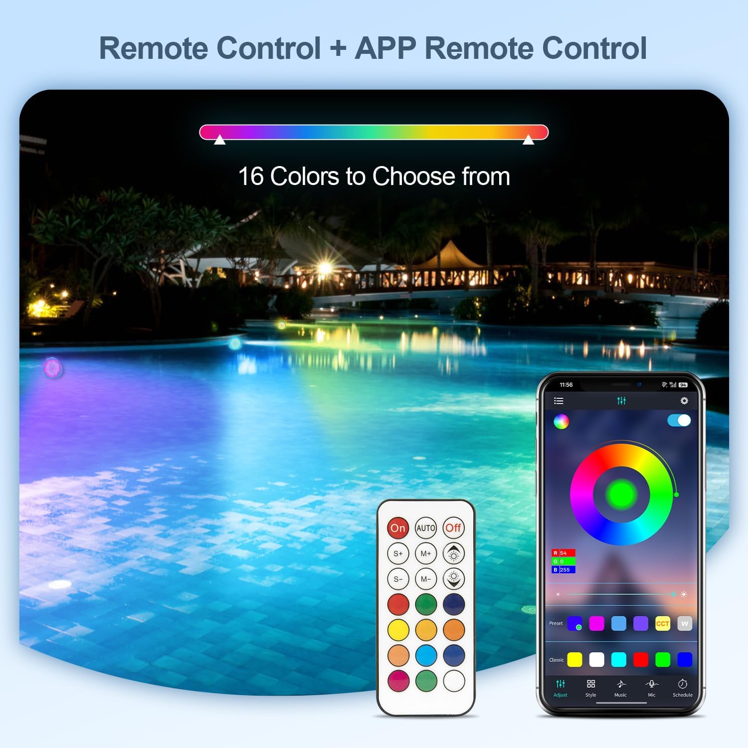 Smart LED Pool Lights, RGB App-Controlled Lights for Inground & Above Ground Pools, 12V Low Voltage, IP68 Waterproof, Perfect for Swimming Pools & Outdoor Use