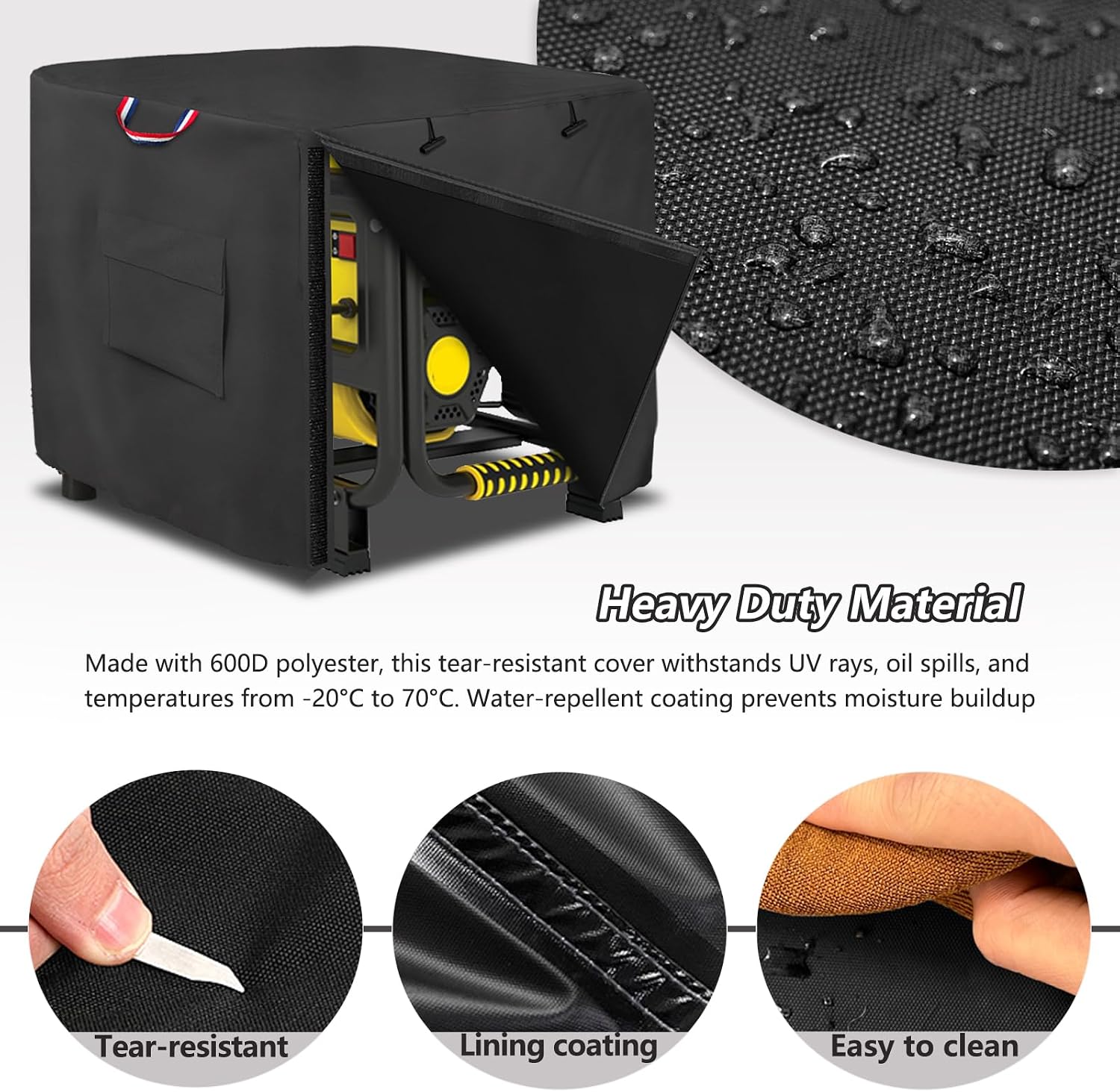 Gasoline Engine Portable Water Pump Cover, Gas Powered Water Pump Cover, Suitable for most models of Semi Trash Water Transfer Pump, Full-Length All Weather Water Pump Covers Accessory image 3