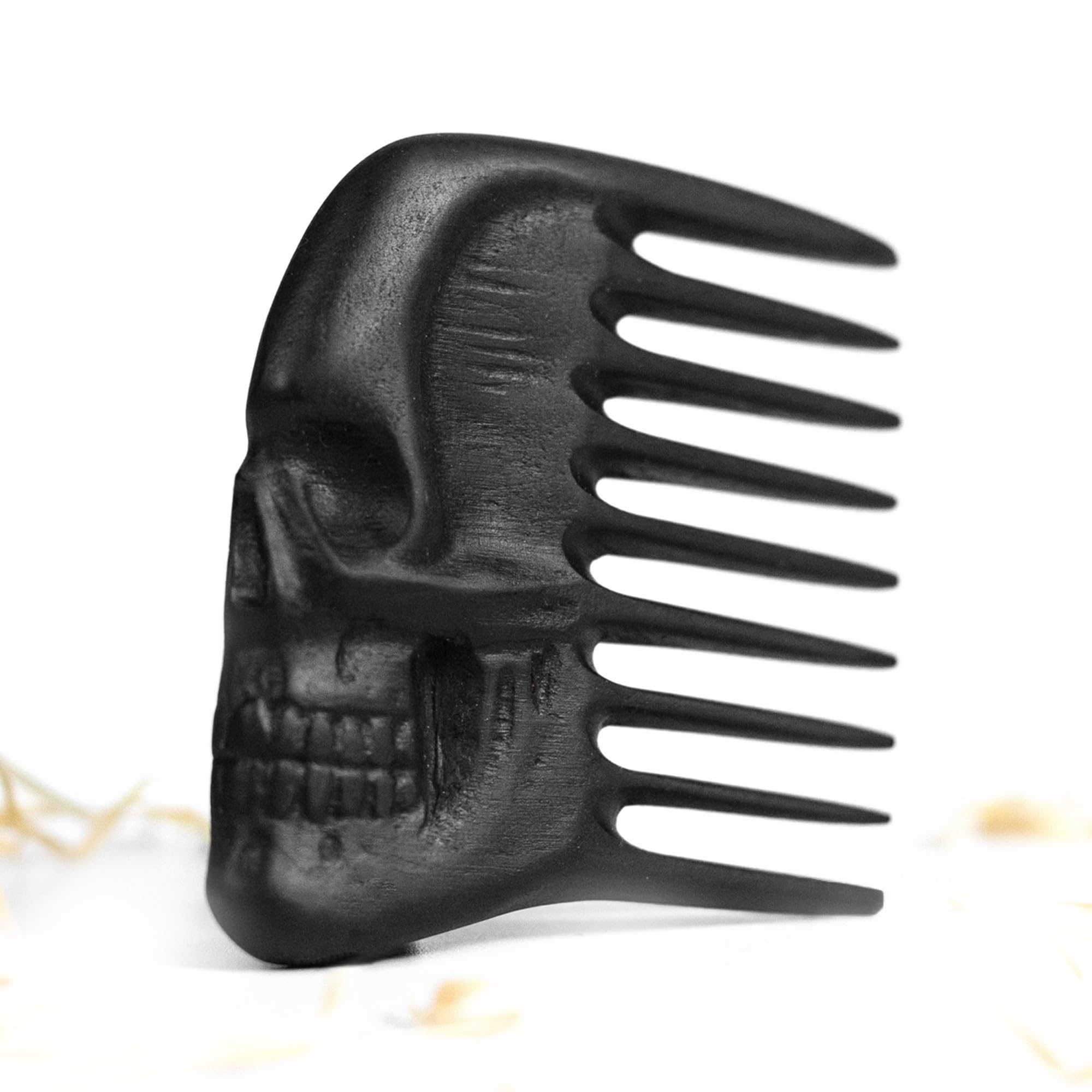 Handmade Wooden Beard Comb for Men Eco-Friendly Natural Wood Anti-Static Beard Grooming Tool Perfect for Styling Detangling & Shaping Gentle on Beard & Skin Sustainable Gift Idea (Thermograb Skull)