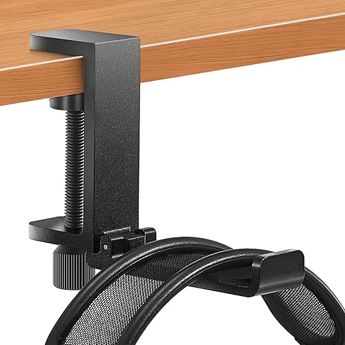 Miniatura 5 de Soporte de auriculares plegable de metal resistente para escritorio, soporte de auriculares para escritorio, gancho para mochila para escritorio,