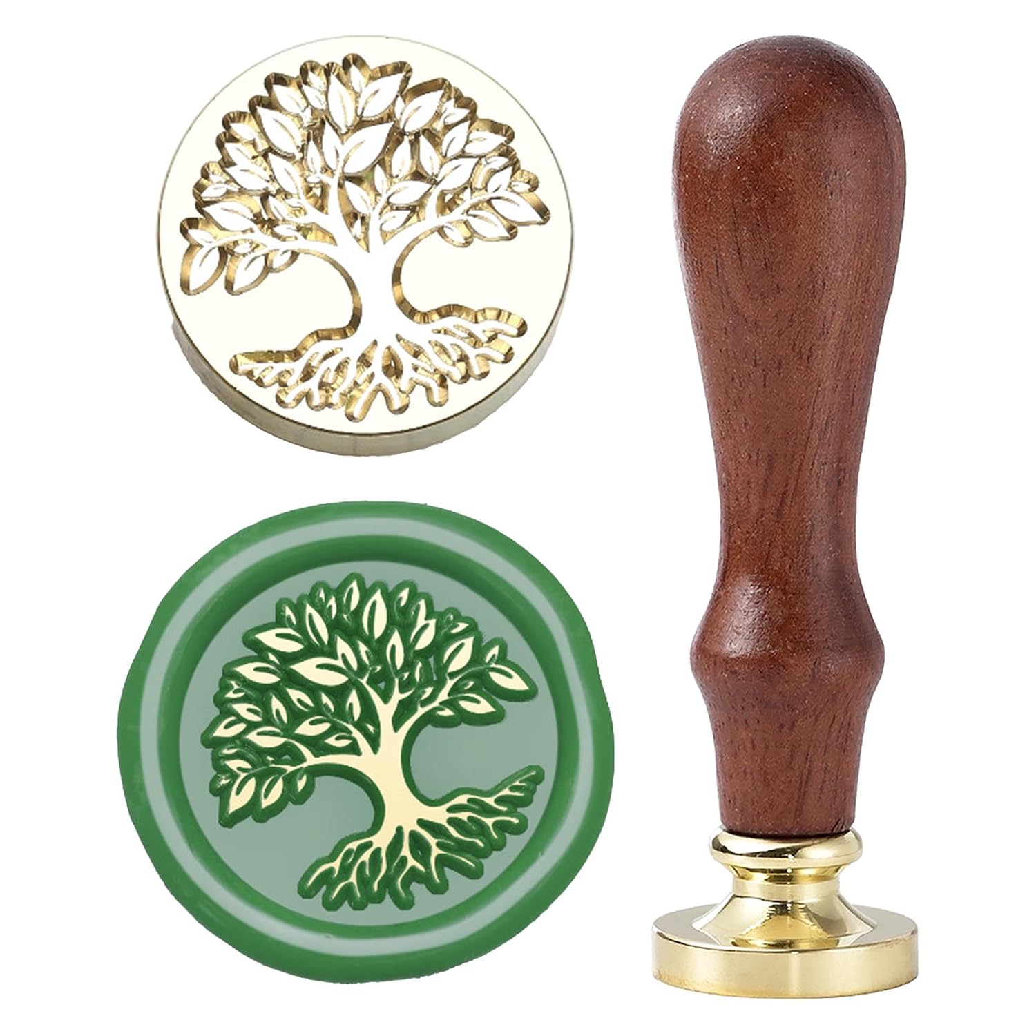 Tree of Life Wax Seal Stamp - Cosmic Tree Wax Stamp, 0.98 Inch (25mm) Brass Plant Stamp with Handle for Invitations, Cards,Envelopes, Letter Sealing, Anniversaries, Baby Shower(Majestic)