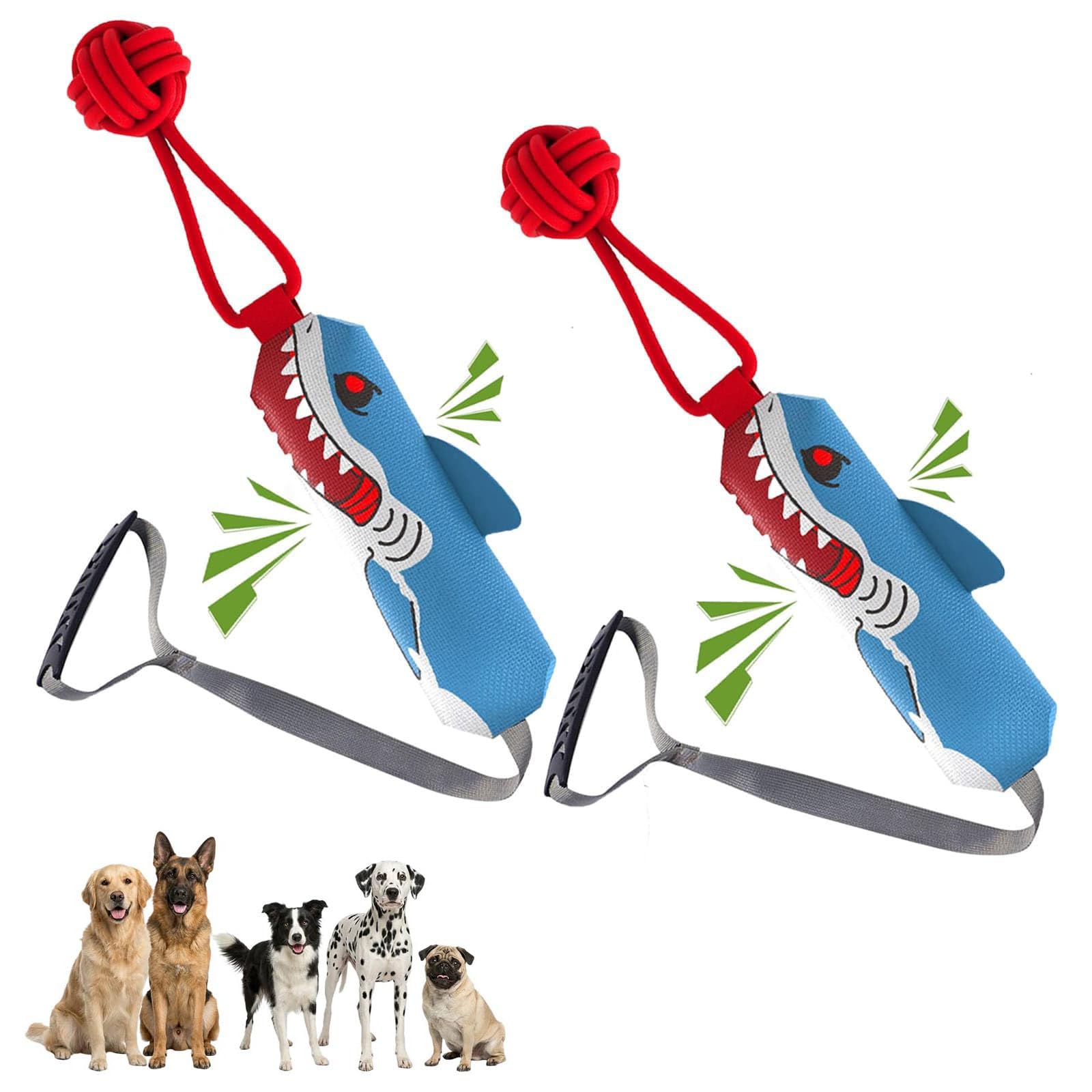 Shark Tug of War Dog Toy, Indestructible Squeaky Rope Tug Toys for Aggressive Chewers,For Outdoor Training, Boredom Relief & Energy Burning (2PCS)