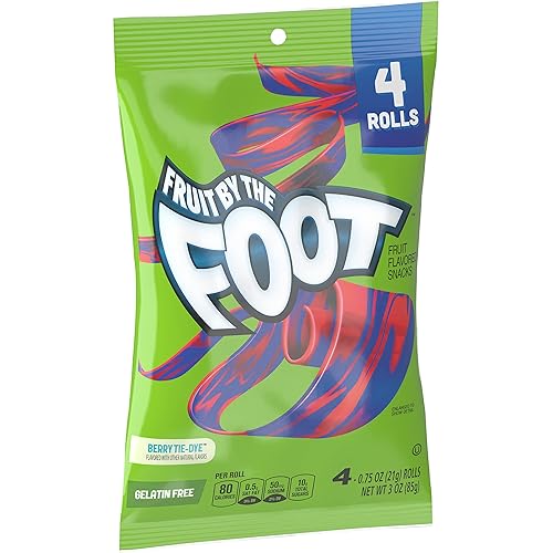 Fruit by the Foot Snacks con sabor a frutas, teñido anudado de bayas, 4 unidades