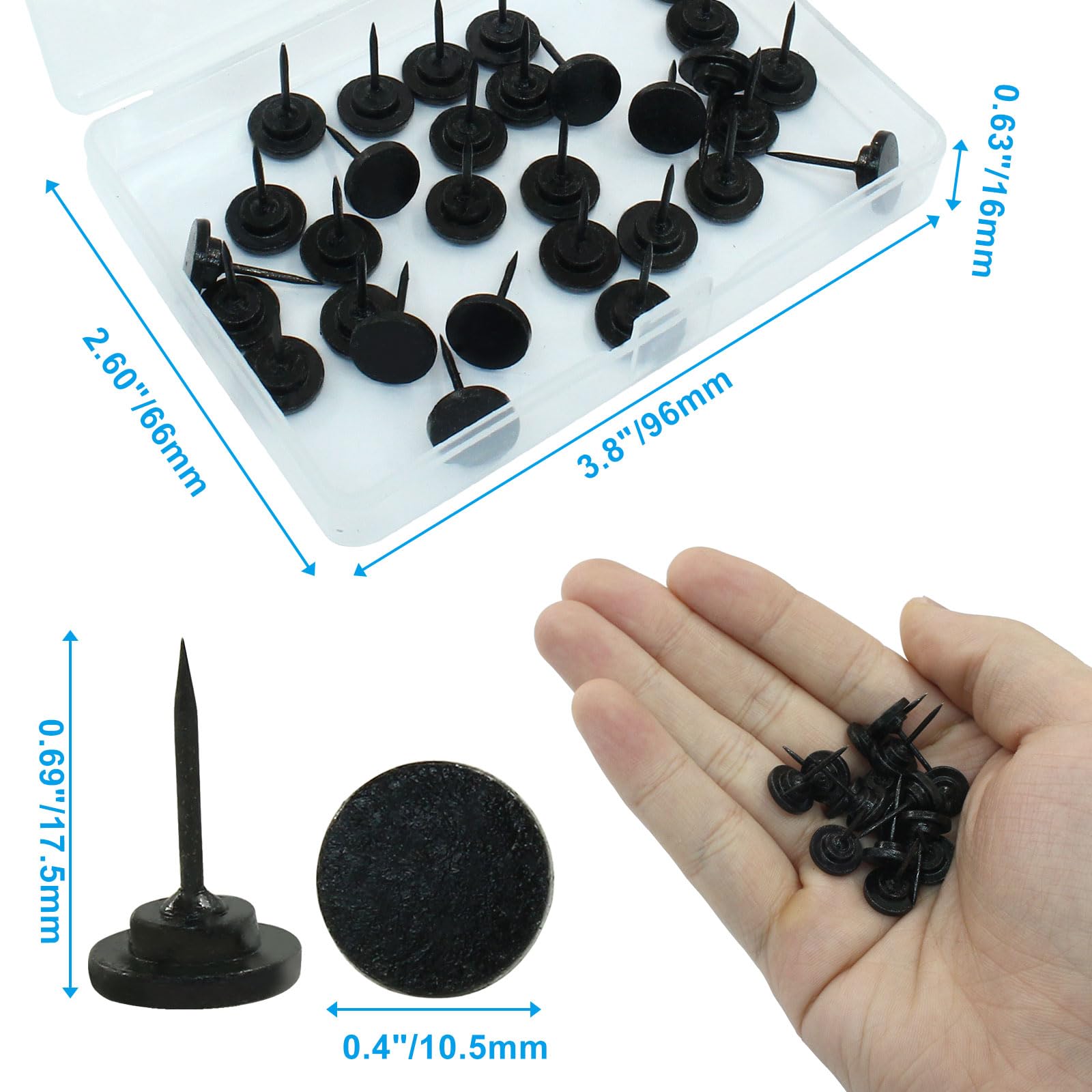 Ymapinc 30pcs Black Thumb Tacks With Flat Head, Reusable - View #3