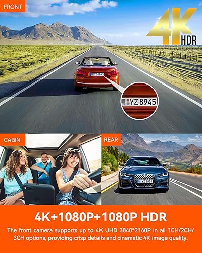 Miniatura 2 de Paquete de 5 artículos Vantrue N4 Pro 4K 3CH + CPL + tarjeta SD Vantrue de 256 GB + kit de cableado + control remoto  True 4K Wi-Fi de 3 canales,