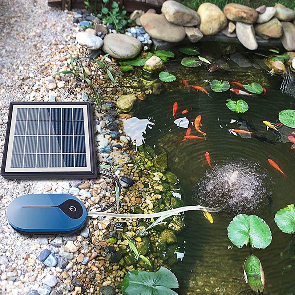 Aeratore solare portatile per laghetto e acquario, pompa ad aria impermeabile, aeratore per piscina all'aperto, con tubo di ossigeno e pietra a bolle d'aria incorporata, batteria ad alta