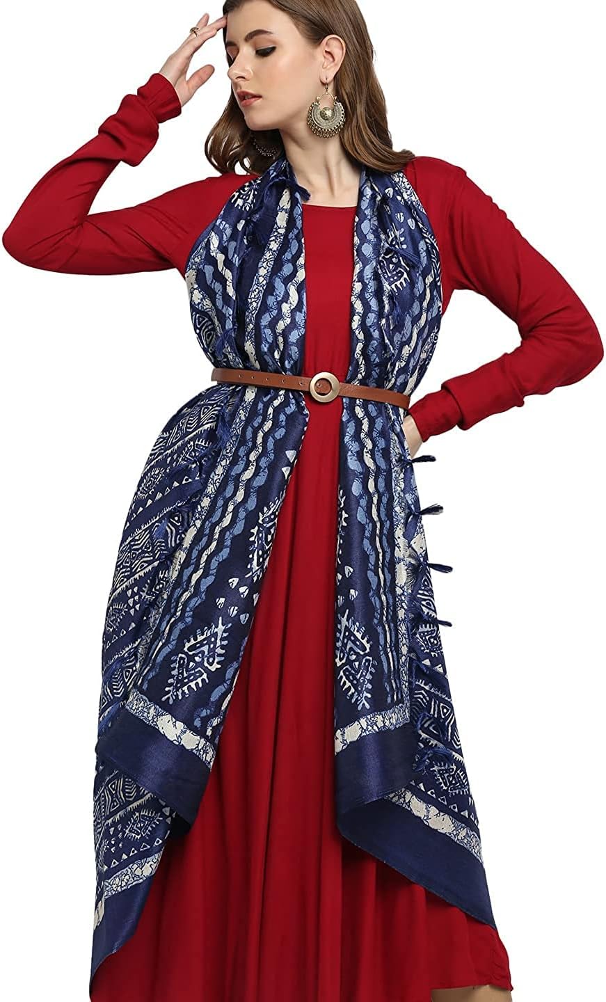 KEMZA Women's Block Printed Cotton Silk Dupatta