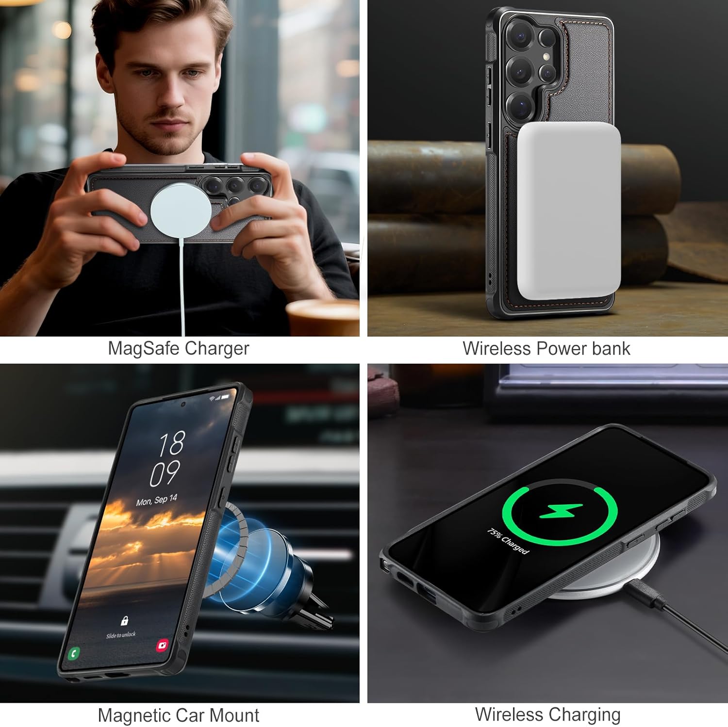 for Samsung Galaxy S25 Ultra Case Wallet Compatible with Magsafe, RFID Blocking Magnetic Card Holder 2 in 1 Detachable Kickstand Shockproof Phone Case for Galaxy S25 Ultra 6.9" Black - Image 3