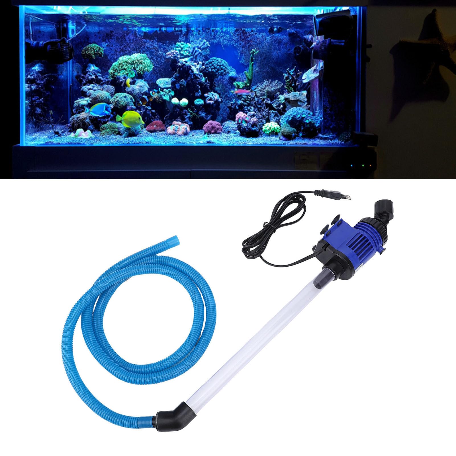 Outil de Nettoyage de Gravier D'aquarium, Vide D'aquarium à Grande efficacité avec Système de Filtrage pour Les Soins de Nettoyage de Gravier D'aquarium (Prise UE 220V)