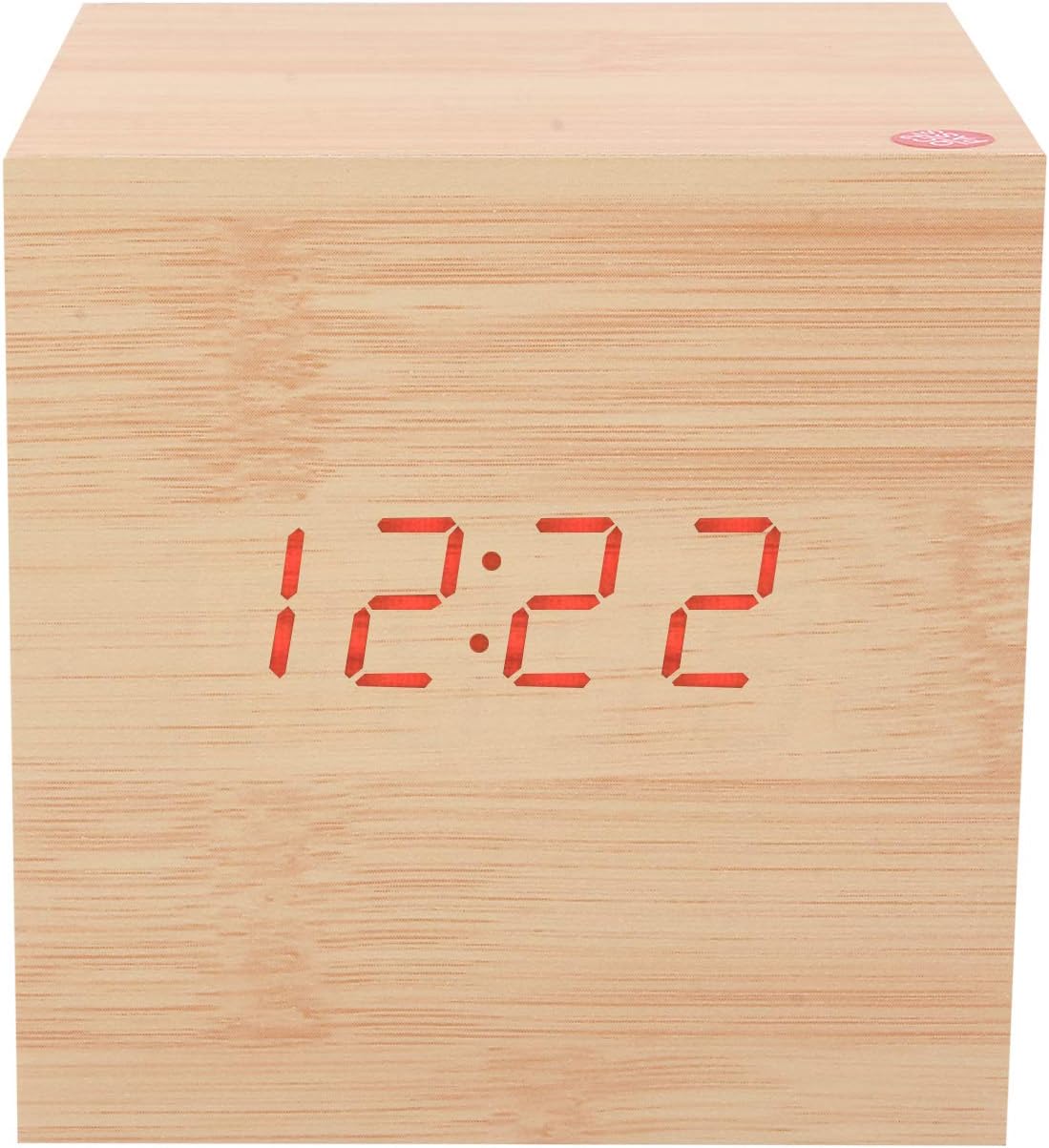 ADONAI Wooden Multifunctional LED Digital Alarm Clock with Temperature (8×8×8 cm, Brown)