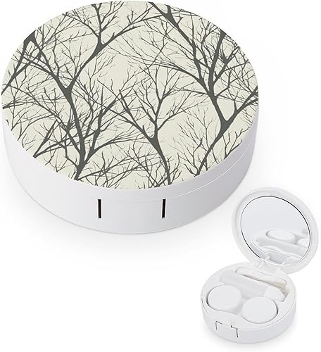 Estuche para lentes de contacto, diseño de ramas de árbol de viaje, caja de contacto con solución de espejo, aplicador de botellas, kit de