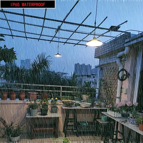 Vista 2 de Luces solares colgantes mejoradas de doble bombilla, luces IP65 impermeables, lámpara automática del atardecer al amanecer con control remoto