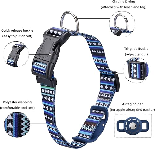 Miniatura 64 de Collar reflectante AirTag para perro, compatible con Apple AirTag, collar de nailon para cachorros y gatos con soporte de silicona AirTag