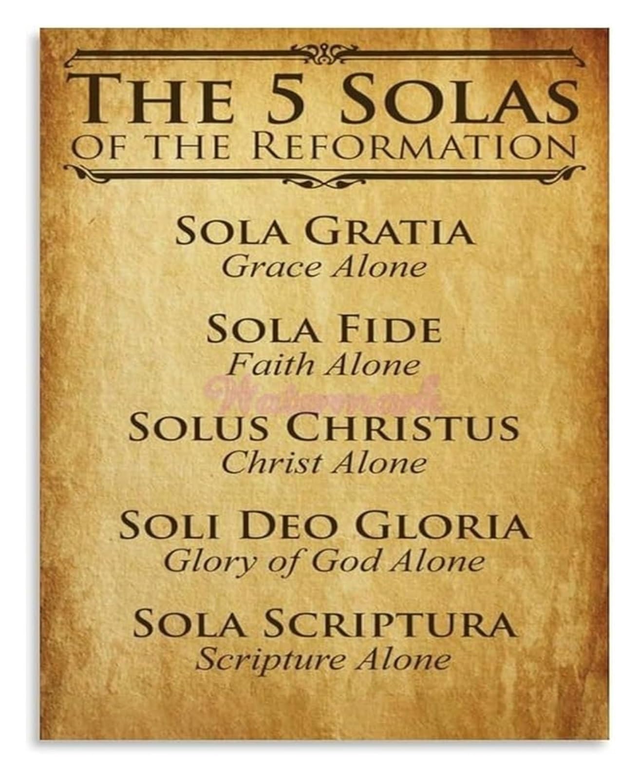 FOPURE Five Solas Christian Wall-Art Reformed Theology Reformation Poster Canvas Print for Home Office Church Library Decor(Framed,12x18inch(30x45cm))