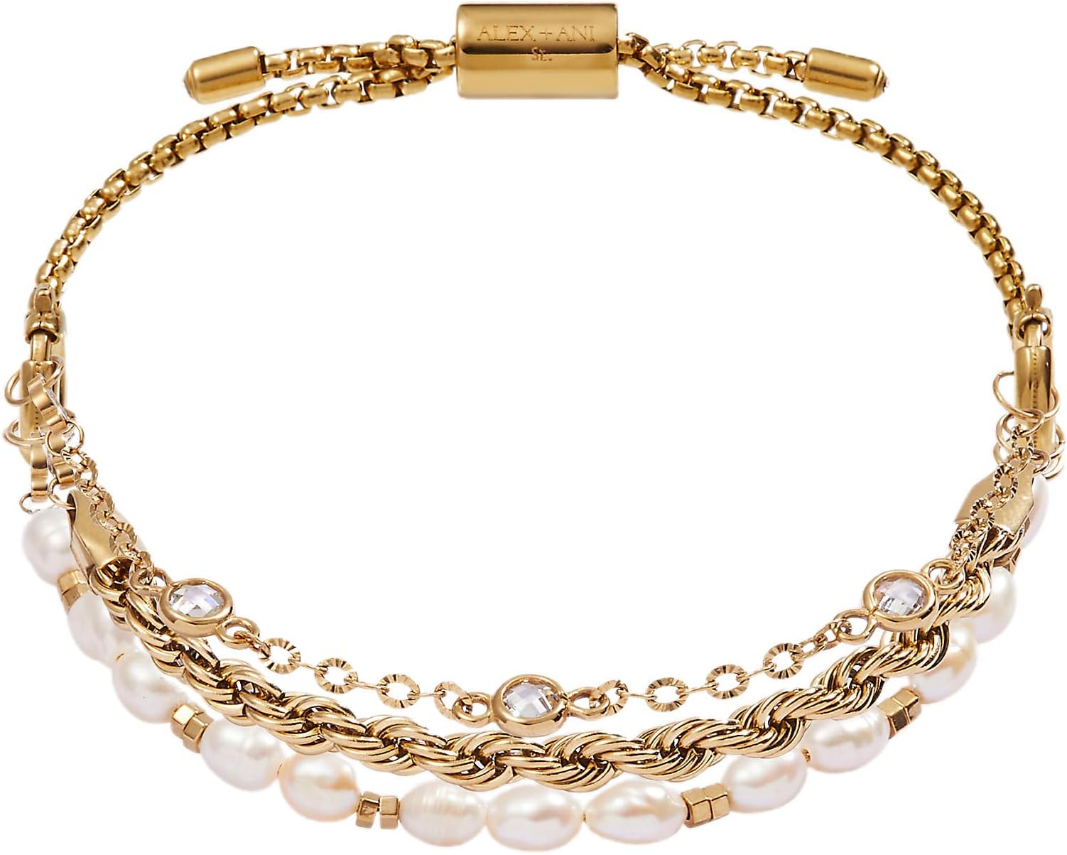 Crystal + Pearl Stranded Bracelet Set