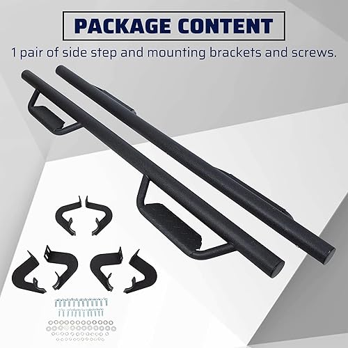 Miniatura 5 de KUAFU Estribos compatibles con Toyota Tacoma 2005-2023 de doble cabina caída, escalones laterales, barra de aro Nerf para puerta (negro mate)