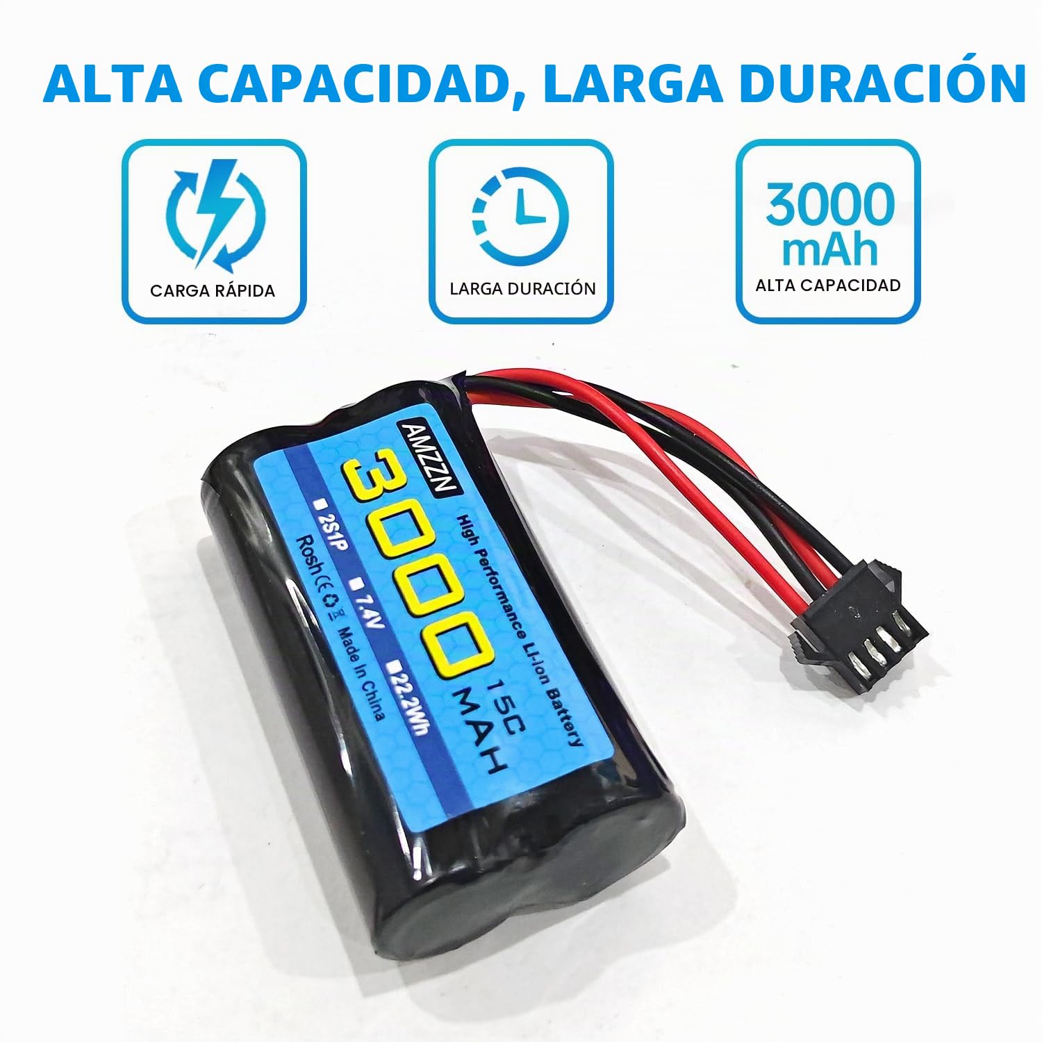 2 Unidades 7.4V 3000mAh 15C 2S SM-4P Enchufe Li Ion batería con Cargador USB para EC08 DE85 RC Coche, camión RC Barco Mando a Distancia dron ingeniería vehículo batería de Reserva