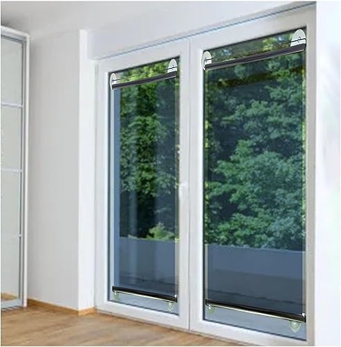 Persianas enrollables de espejo unidireccional con bloqueo solar, persianas enrollables visibles transparentes para interiores diurnas con ventosas,