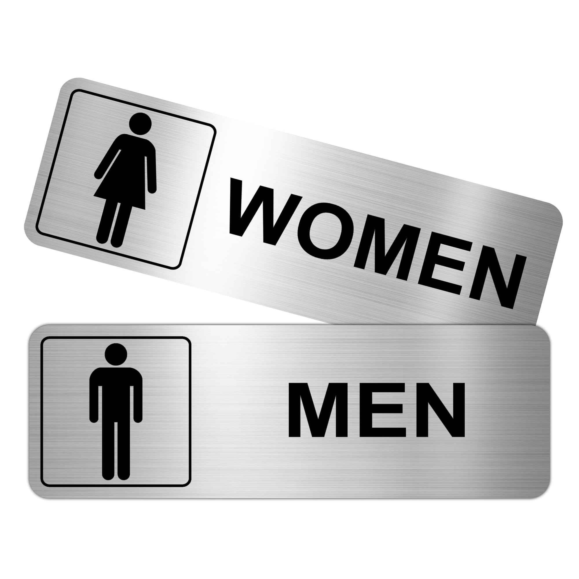 Restroom Sign - (2 Pack ) Metal Restroom Signs for Business with Strong Self-Adhesive, Bathroom Signs for Home Door or Wall, Ideal Unisex Restroom