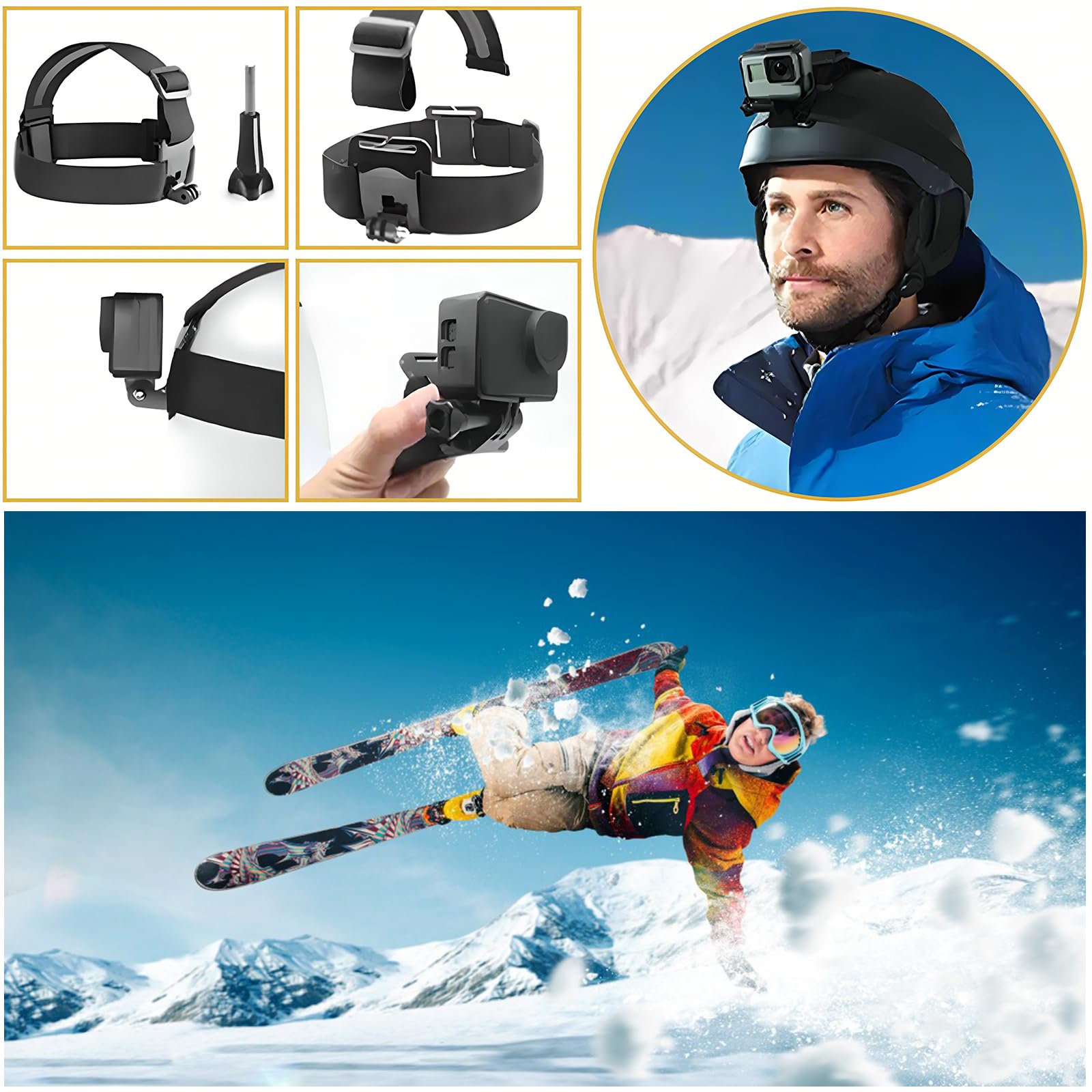 6 Piezas Soporte Movil Pecho Camara Arnes Pecho Correas de Cámara de Acción Arnés de Pecho Arnés de Cabeza 3 en 1 Accesorios Camara Deportiva para GoPro Hero dji Osmo y Smartphone